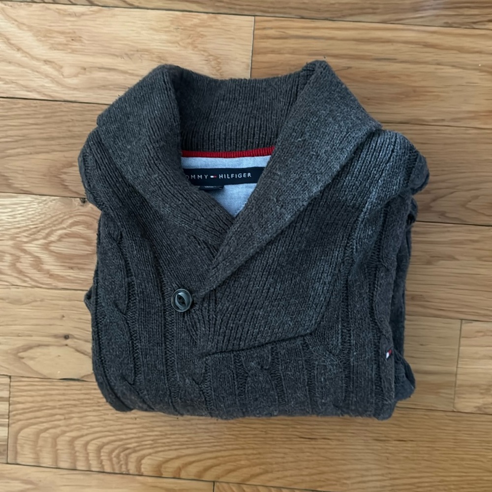 Tommy Hilfiger nice thick gray sweater with turtle style neck